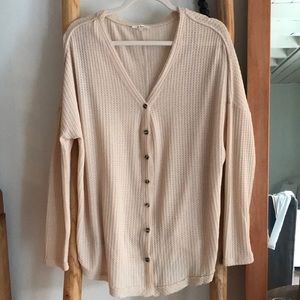 Waffle tunic long sleeve top